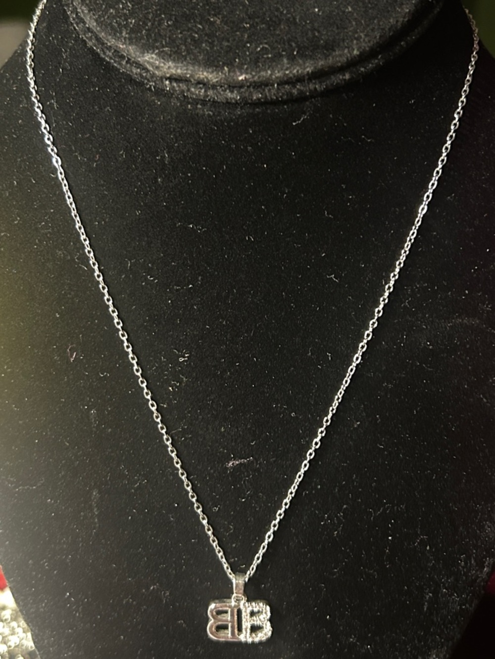 Silver Double-B Pendant Necklace - Elegant Women’s Jewelry - Picture 5 of 5